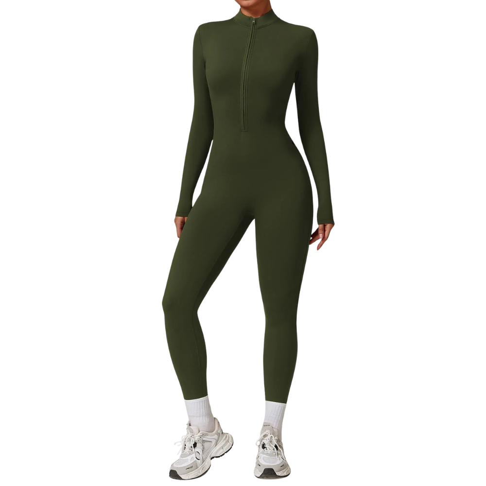 Solid Zip Up Sporty Skiing Jumpsuit