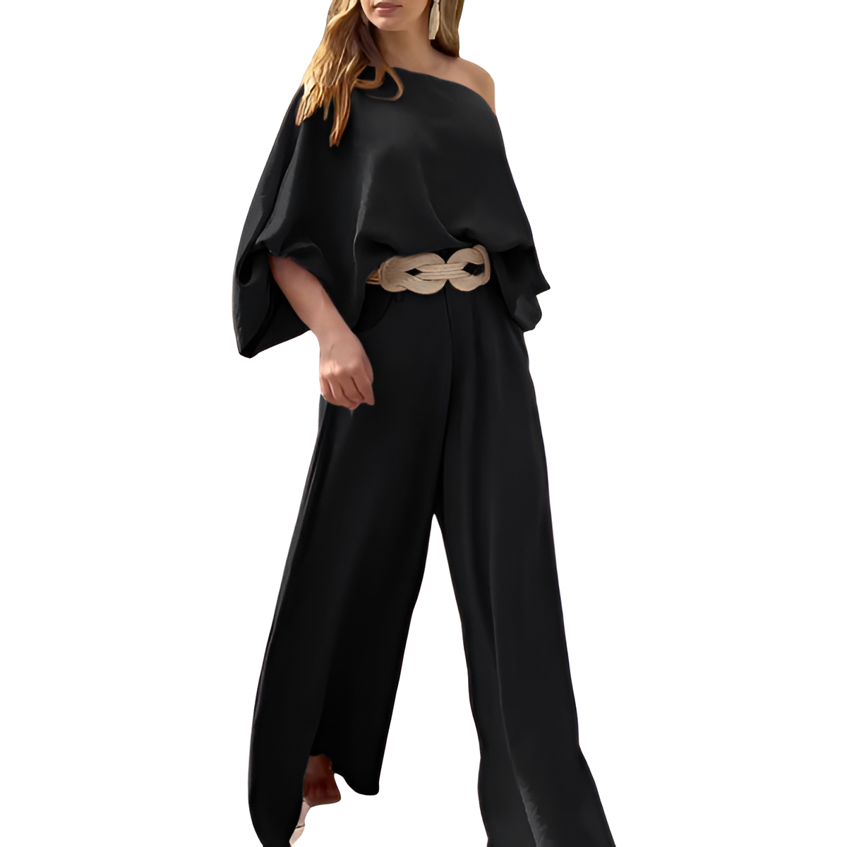 Two Piece Set With Flowy Pants And Top For Women