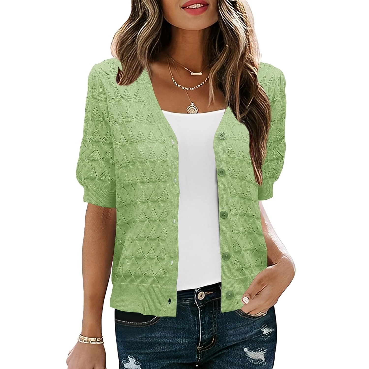 Casual Button Down Lightweight Cardigan Sweater For Women