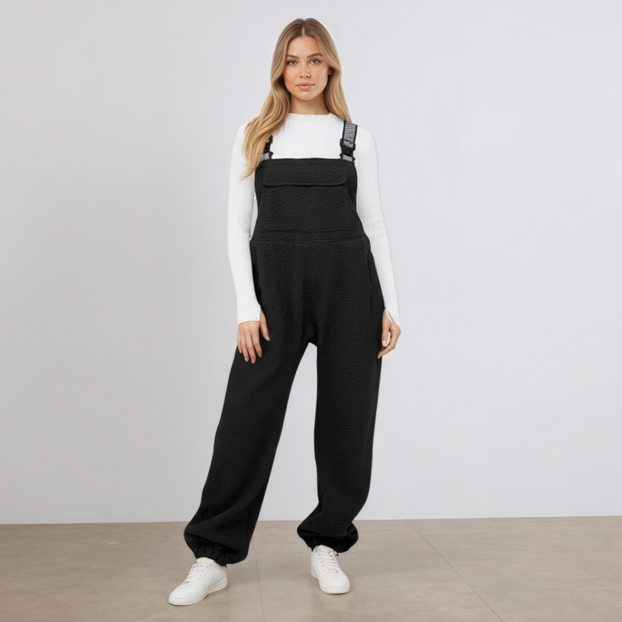Fleece Bib Overalls With Side Pockets