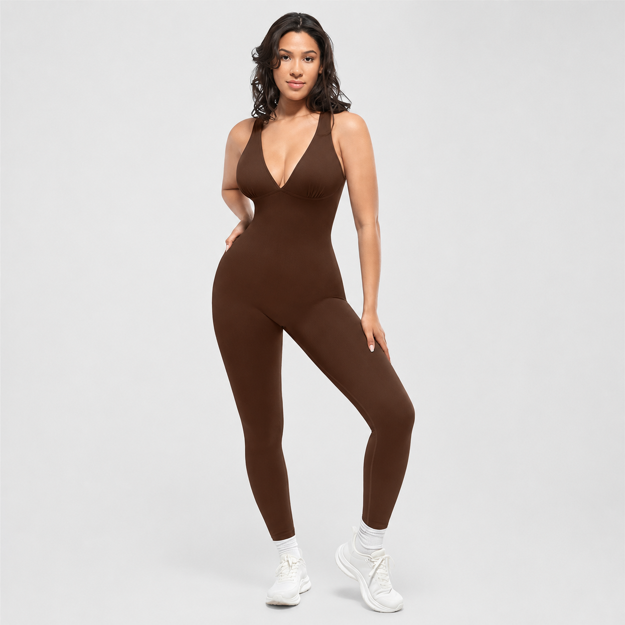 Deep V High Rise Shapewear Jumpsuit For Everyday Women