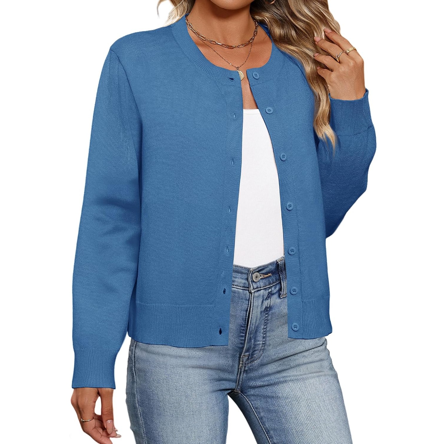 Long Sleeve Cropped Cardigan Sweater For Women