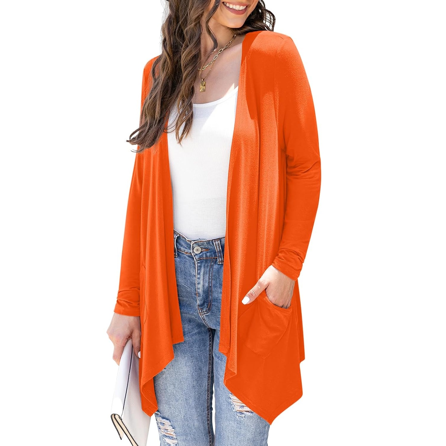 Soft Long Sleeve Draped Duster Cardigan For Women