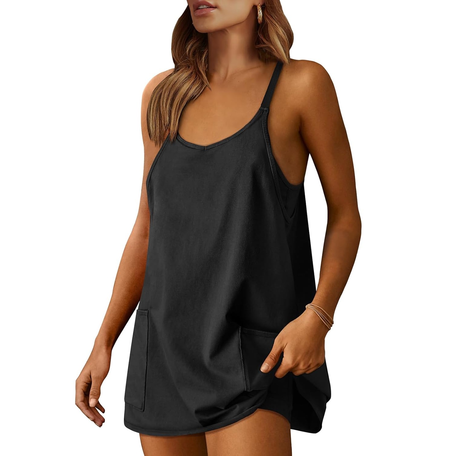 Athletic Tennis Sports Built in Shorts Mini Romper Dress For Women