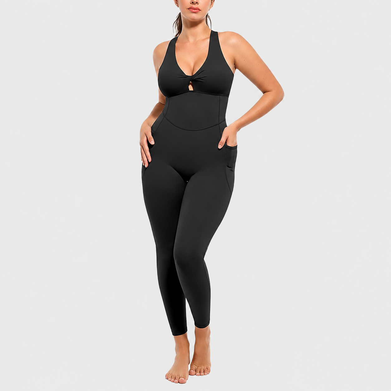 Deep V High Rise Shapewear Jumpsuit For Everyday Women