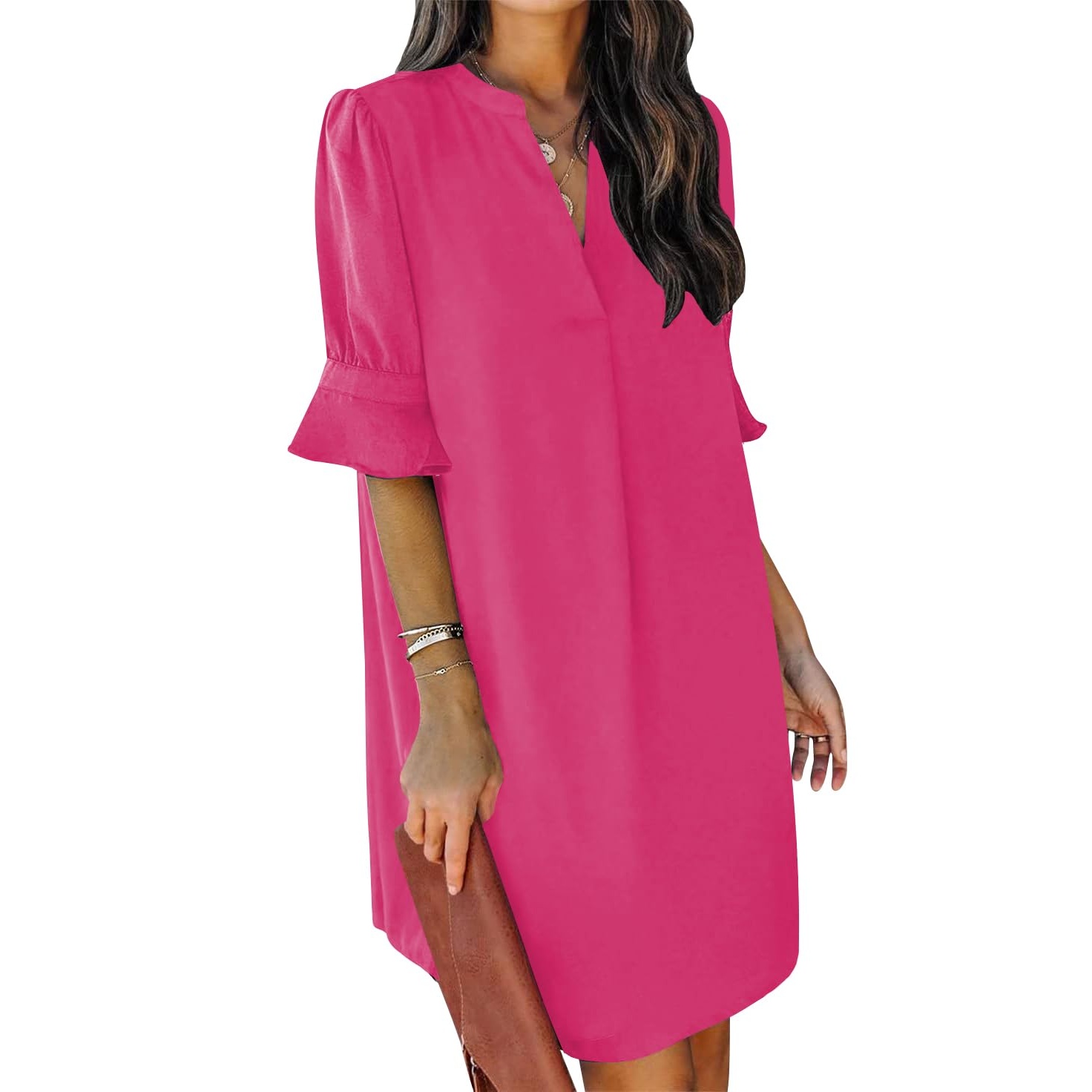 Summer Ruffle Short Sleeve Casual Shift Dress