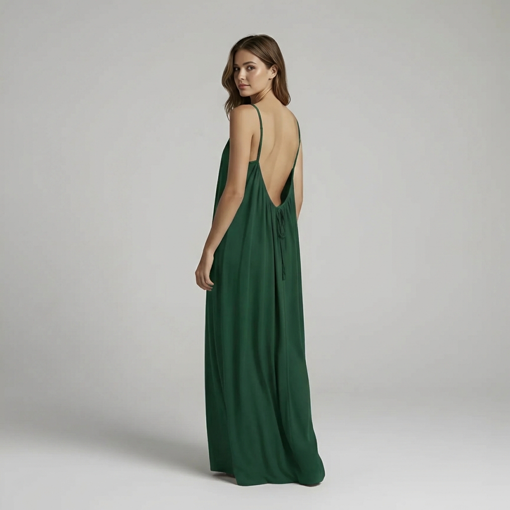 Backless Cami Maxi Dress With Adjustable Straps And Sleeveless Fit For Women