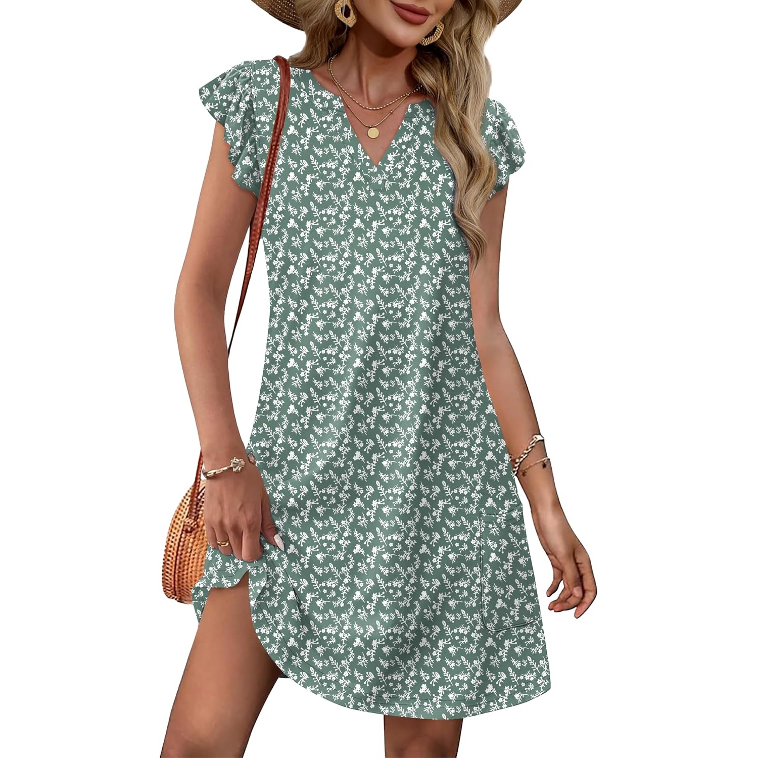 Casual Loose Ruffle Printed Dresses For Women