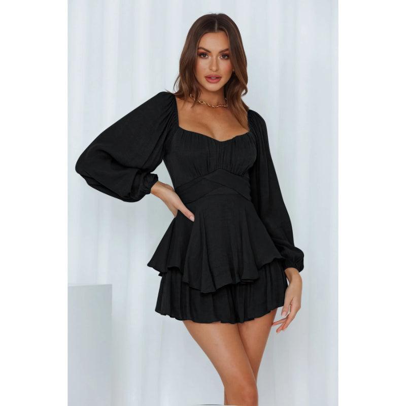 Ruffle Sleeves Mini Dress-Comfy Jumpsuits