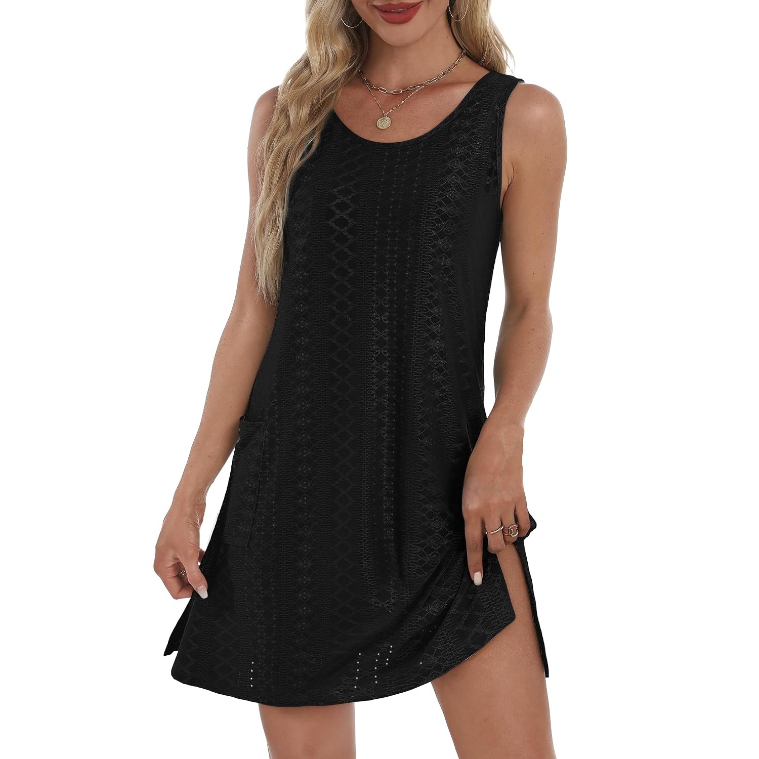 Sleeveless Summer Coverup Dress With Pockets