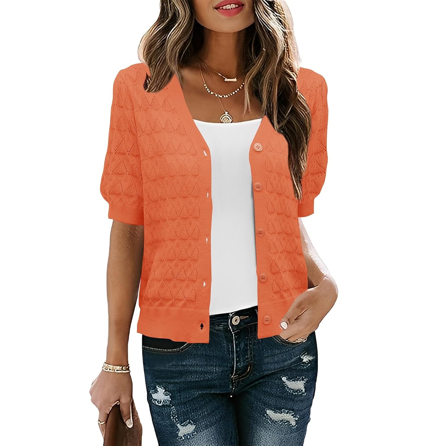 Casual Button Down Lightweight Cardigan Sweater For Women
