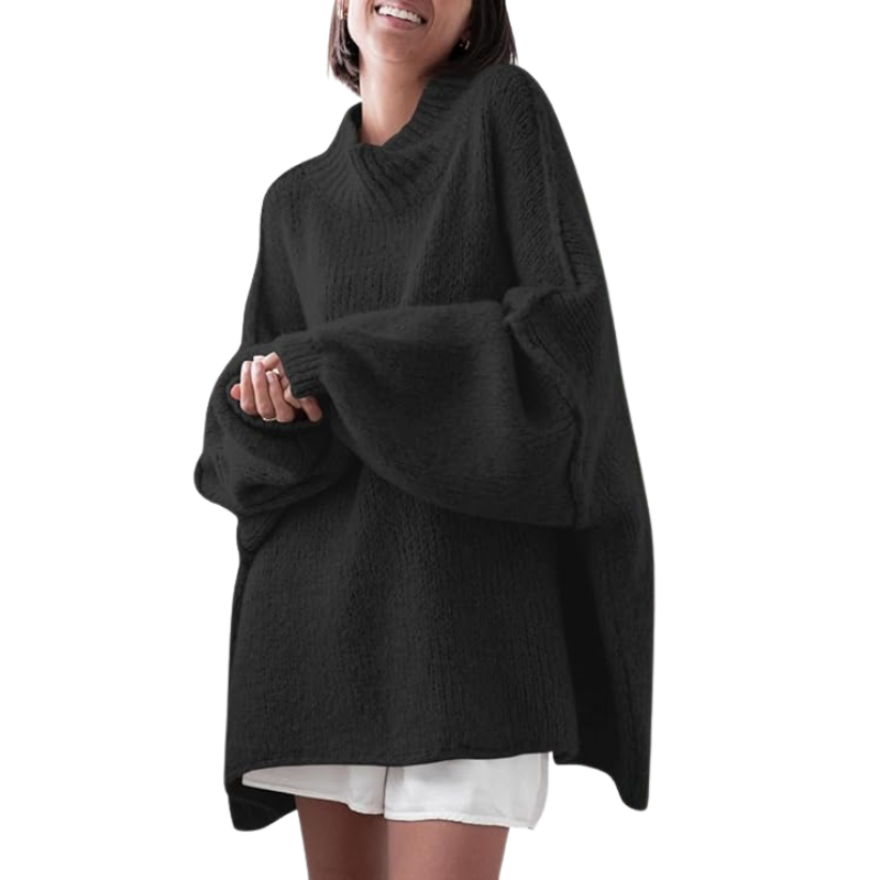 Womens Oversized Sweaters Mock Neck Batwing Long Sleeve