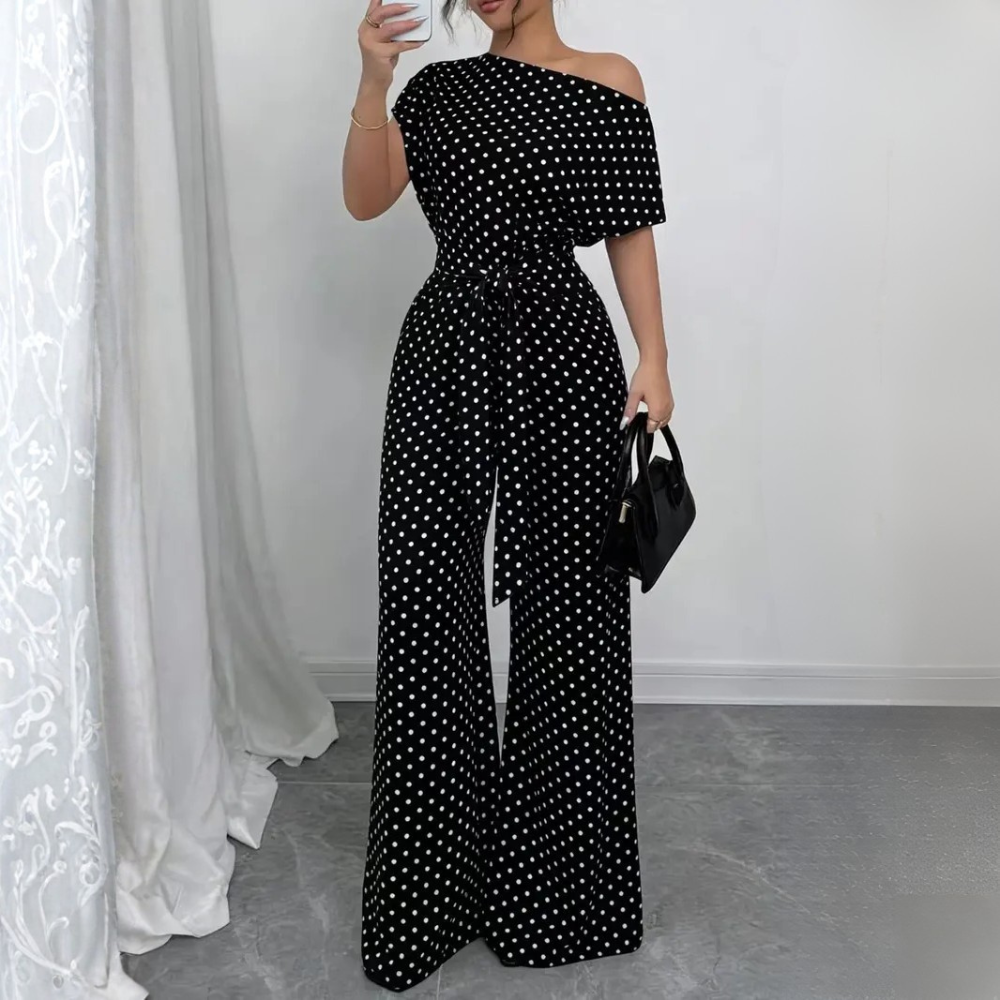 Women's All Over Print Tie Front Jumpsuit