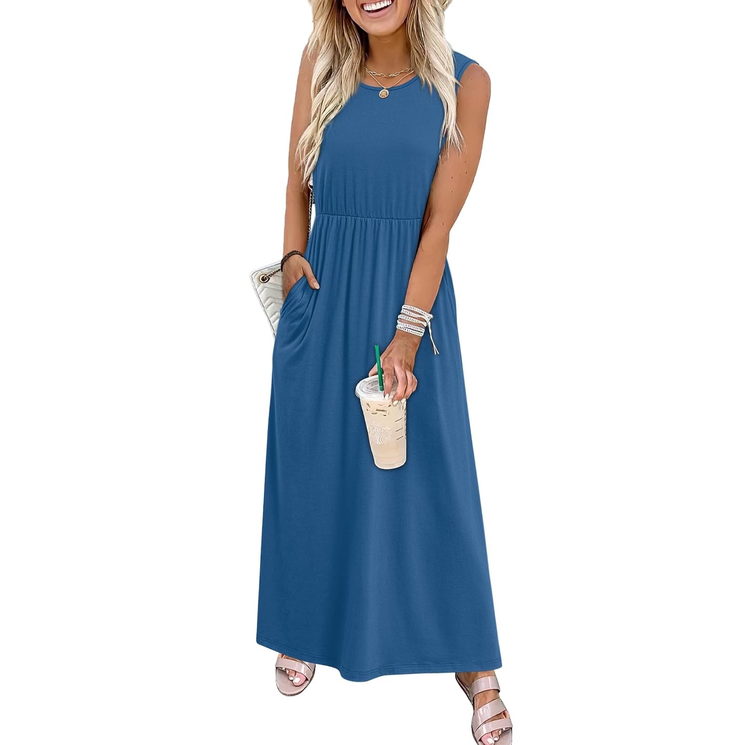Casual Sleeveless Summer Flowy Maxi Dress For Women