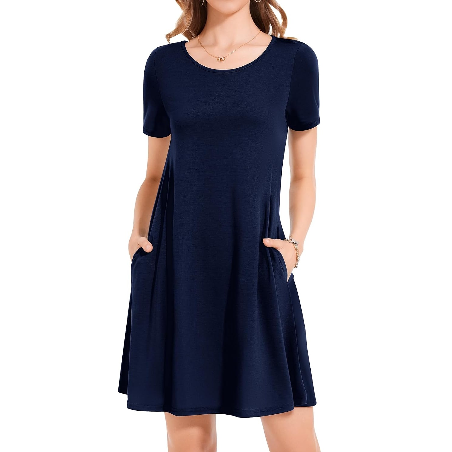 Floral Short Sleeve Summer Beach Dress With Pockets