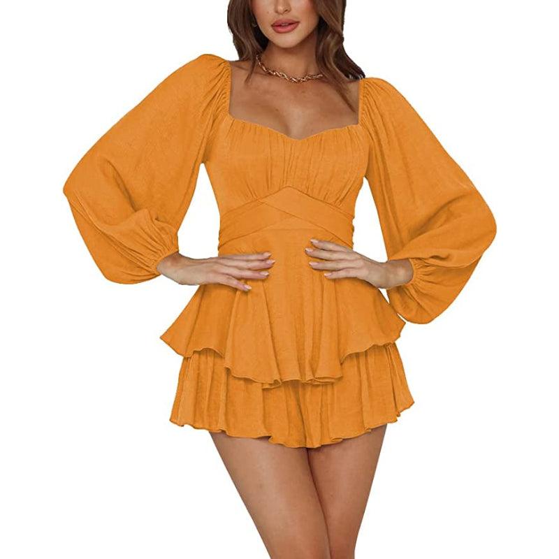 Ruffle Sleeves Mini Dress-Comfy Jumpsuits