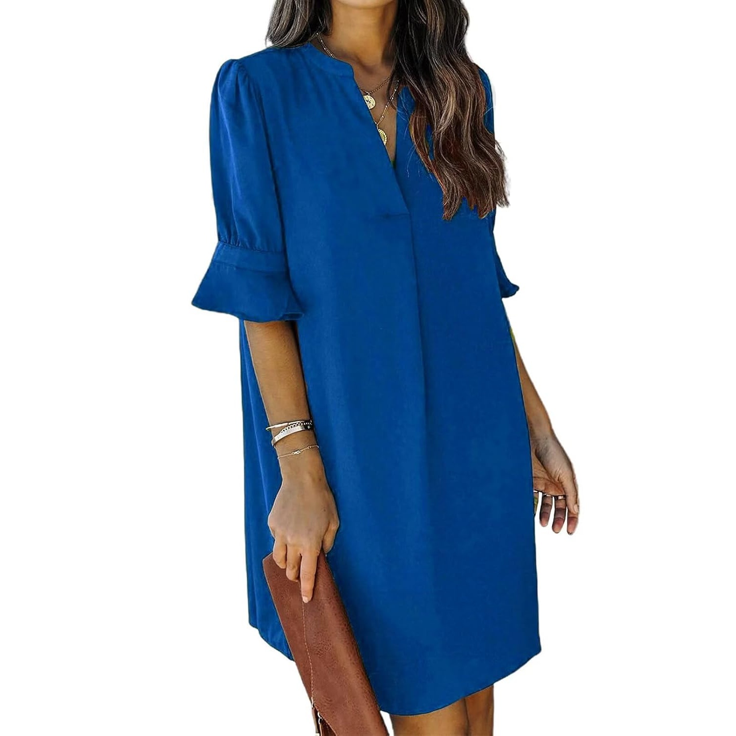 Summer Ruffle Short Sleeve Casual Shift Dress