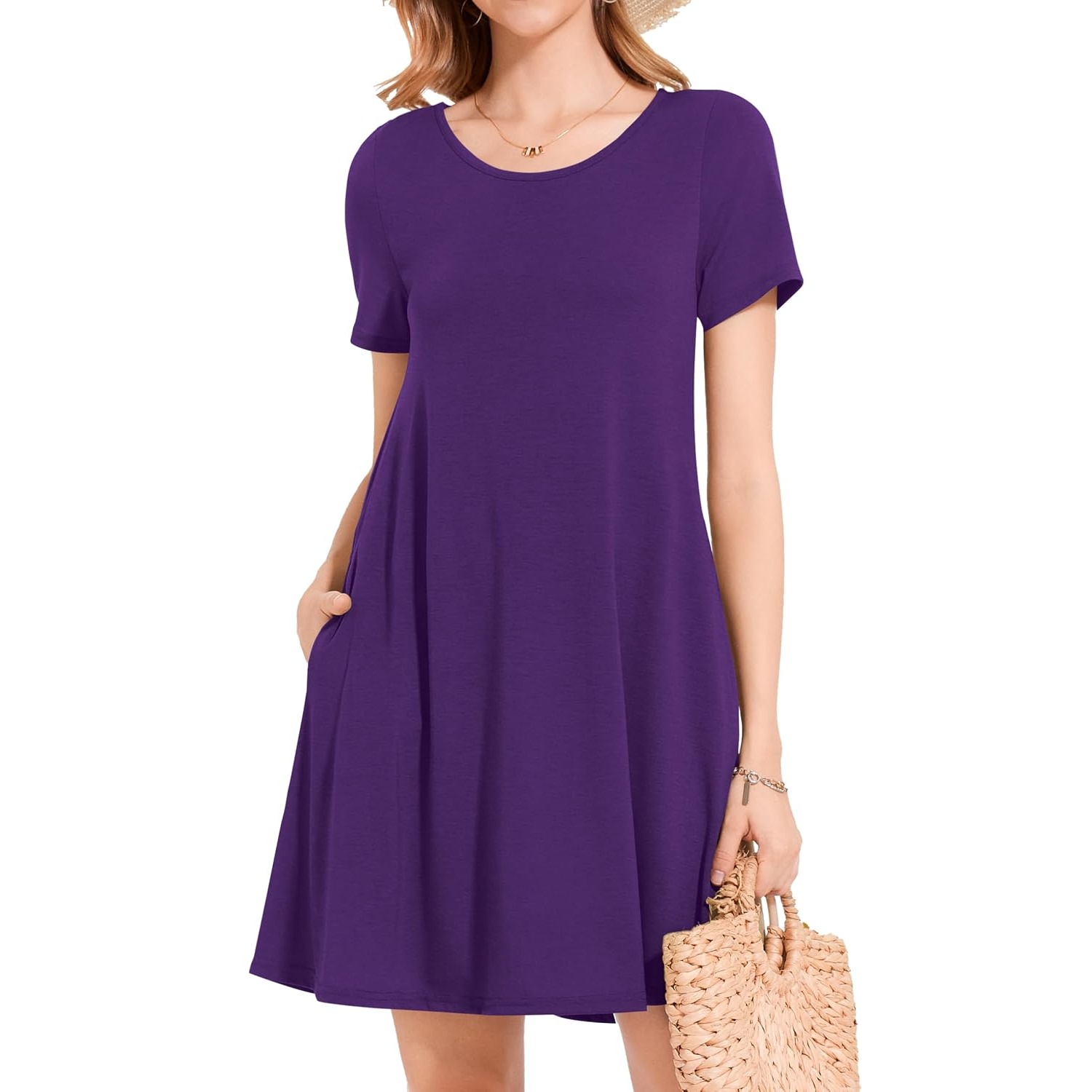 Floral Short Sleeve Summer Beach Dress With Pockets