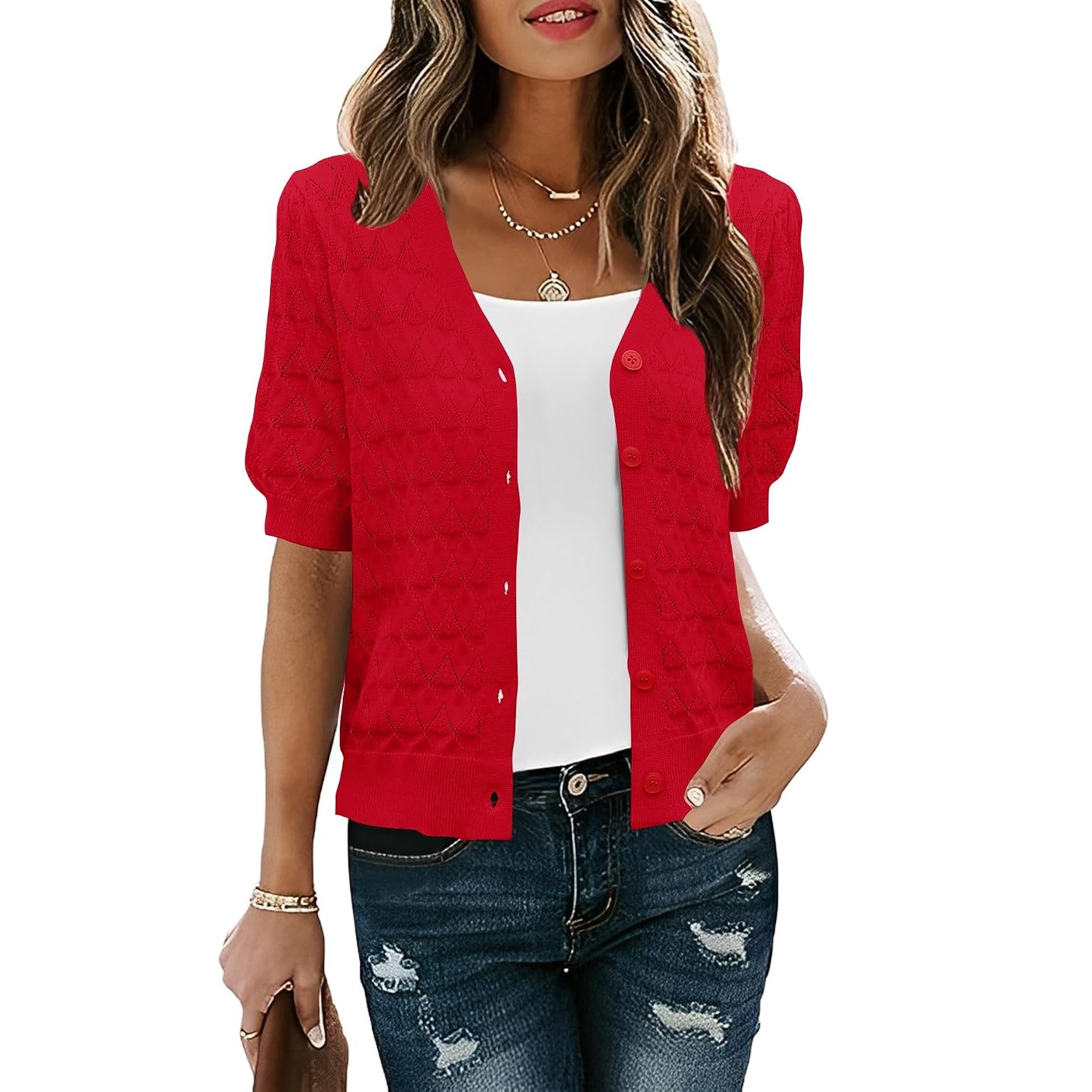 Casual Button Down Lightweight Cardigan Sweater For Women