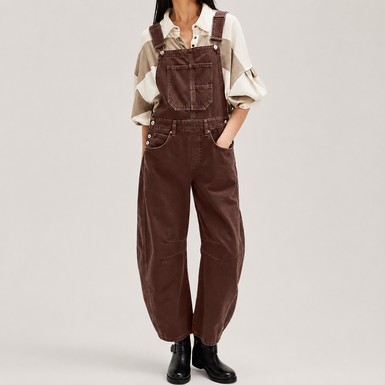 Wide Loose Straight Denim Overalls Jumpsuit For Women