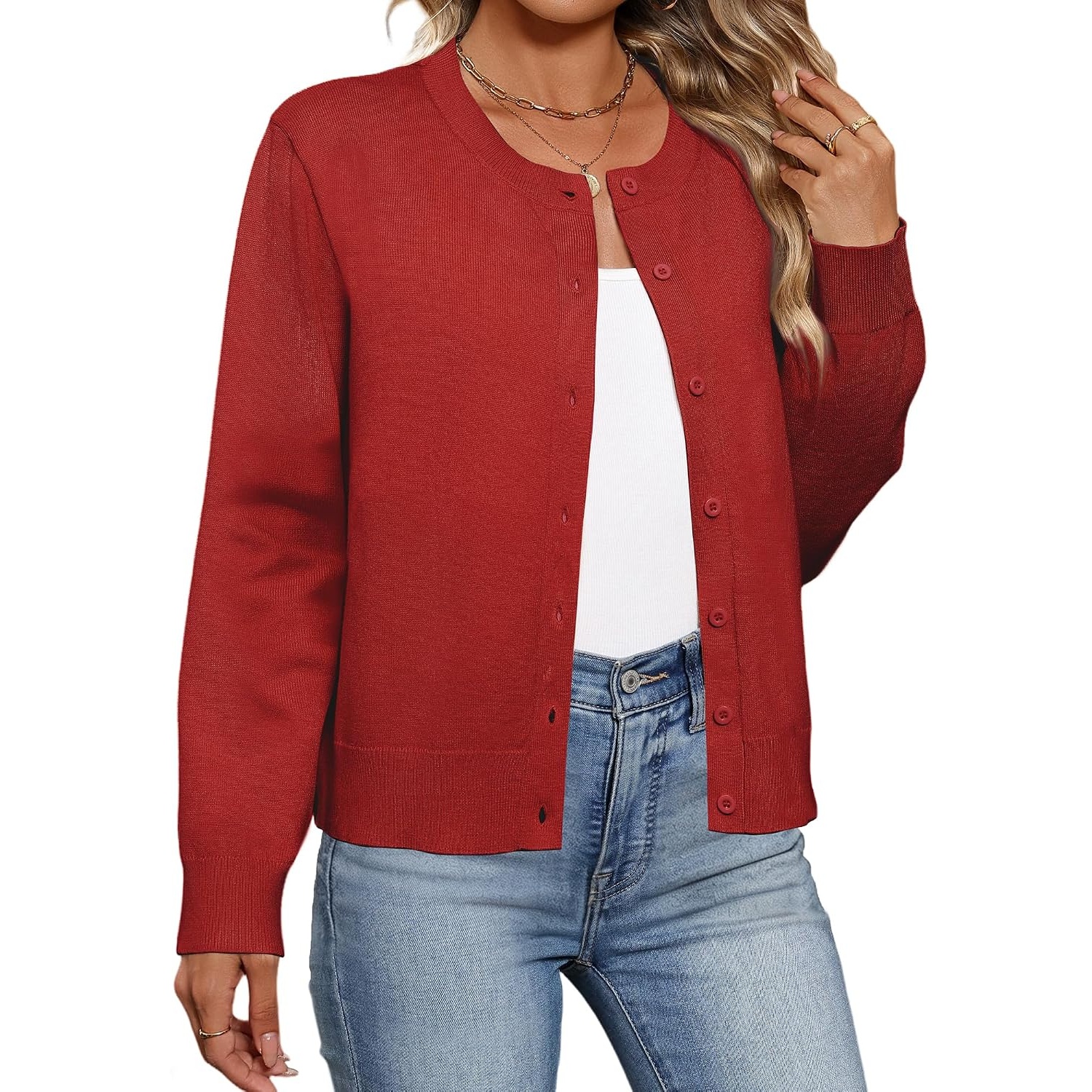 Long Sleeve Cropped Cardigan Sweater For Women
