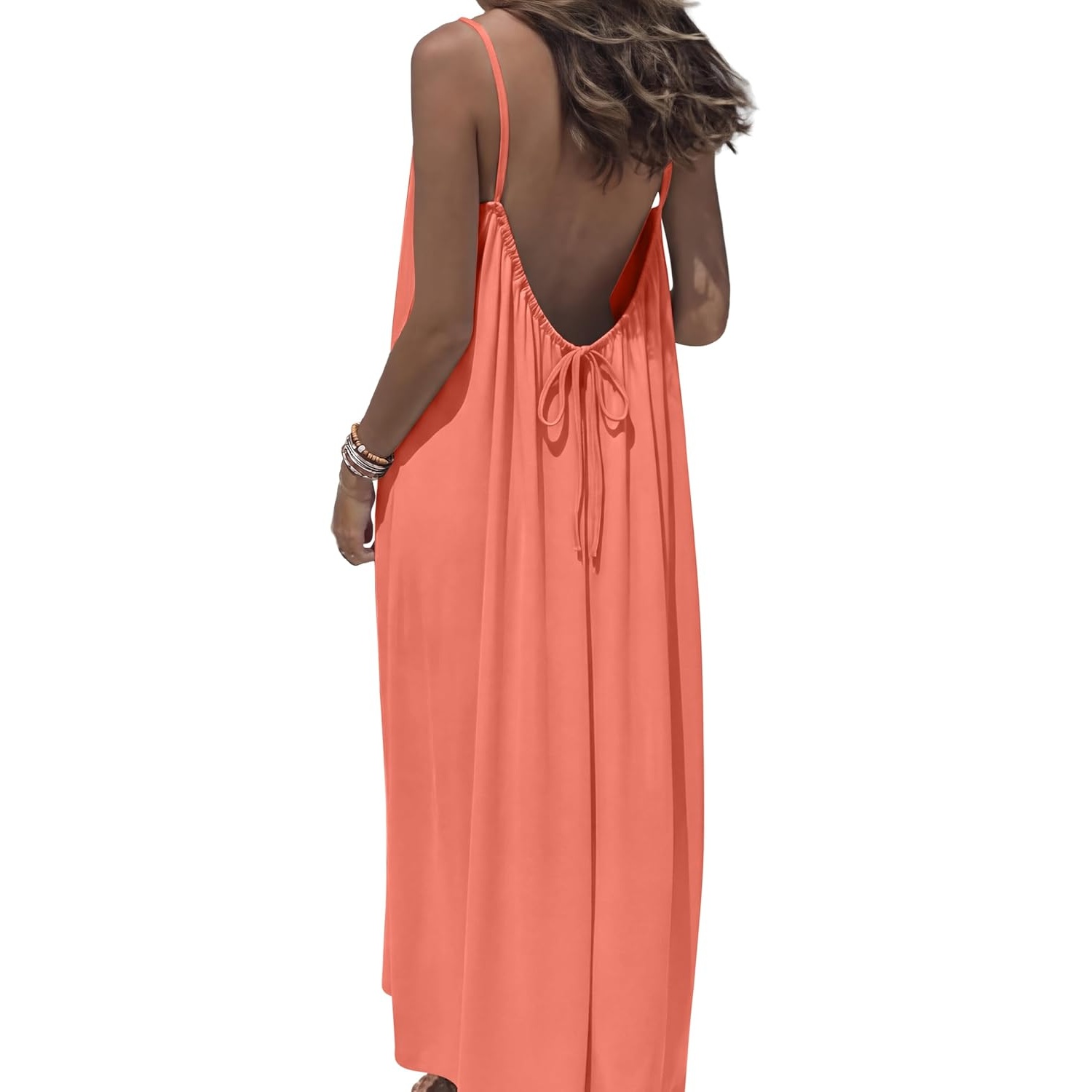 Summer Backless Spaghetti Strap Maxi Sundress For Women
