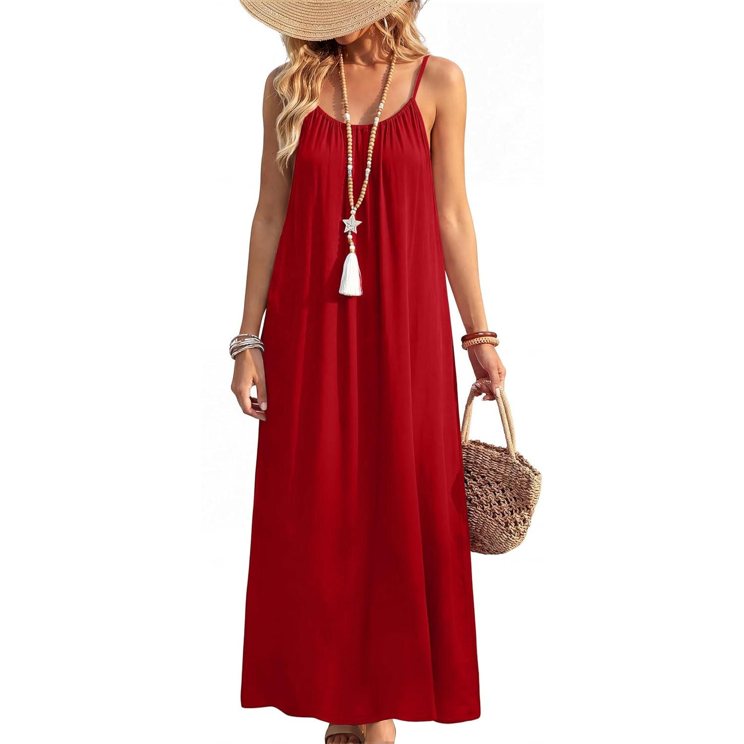Summer Backless Spaghetti Strap Maxi Sundress For Women