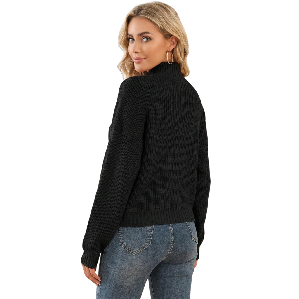 Women Cropped Turtle Sweater