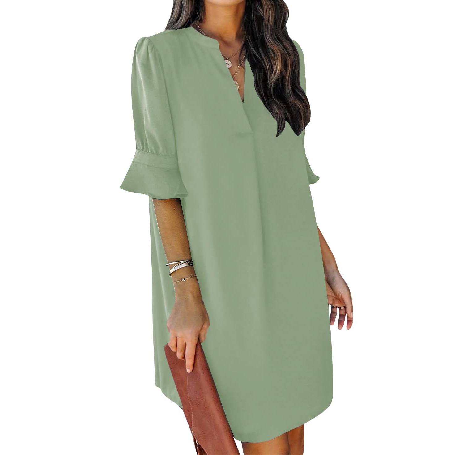 Summer Ruffle Short Sleeve Casual Shift Dress