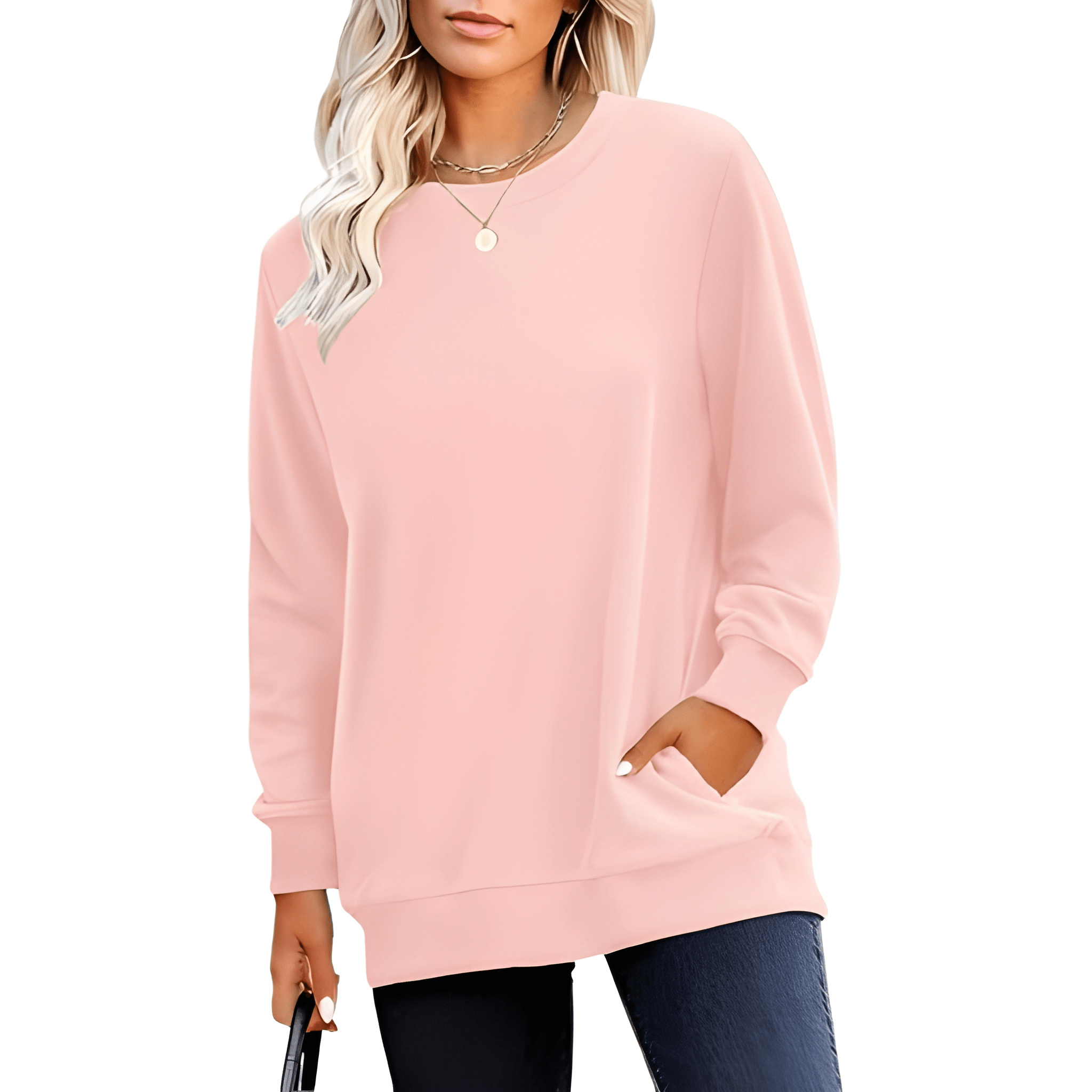 Plain Sweatshirt For Women With Pockets For Casual Style