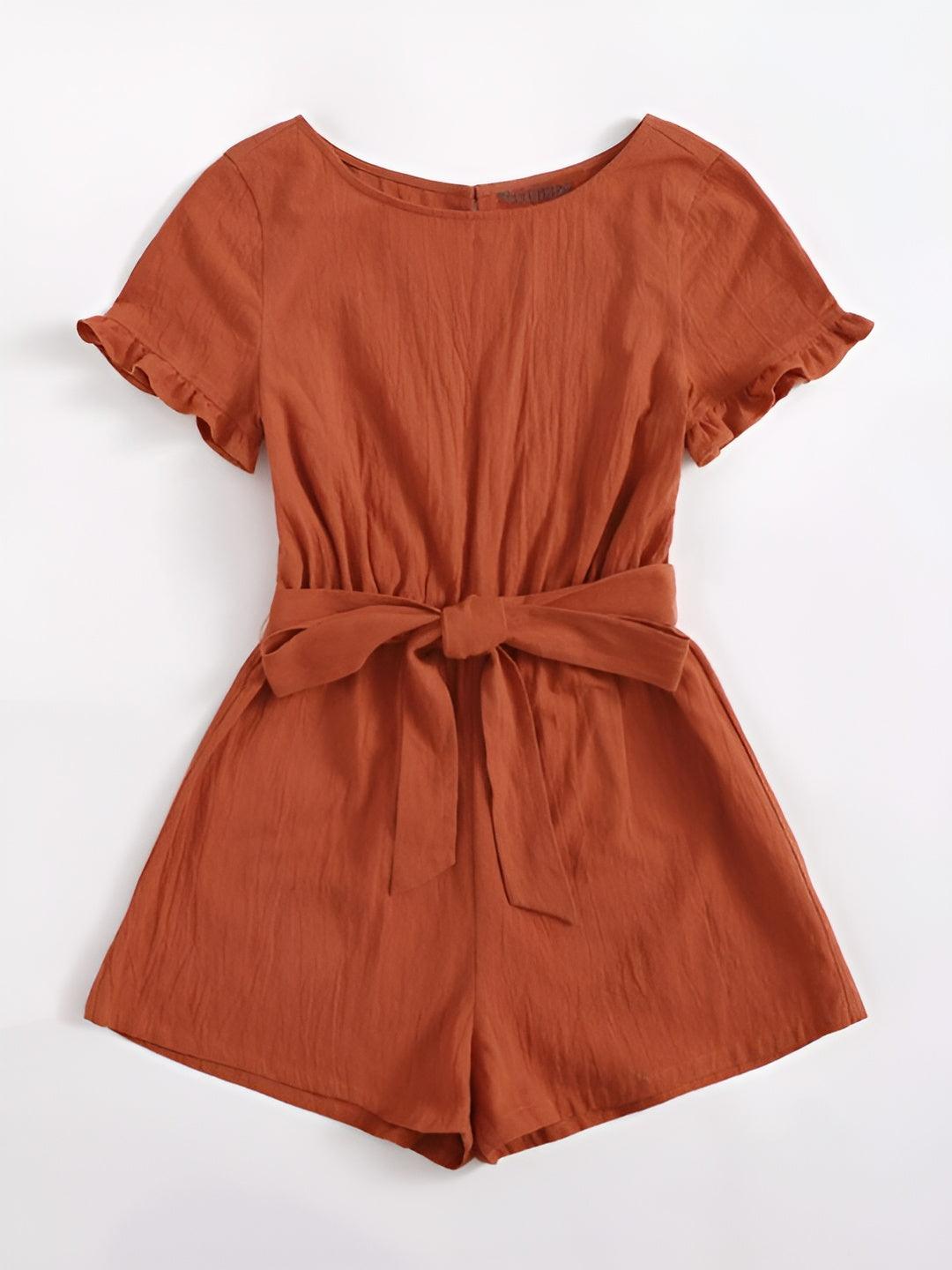 Belted Round Neck Dress-Comfy Jumpsuits