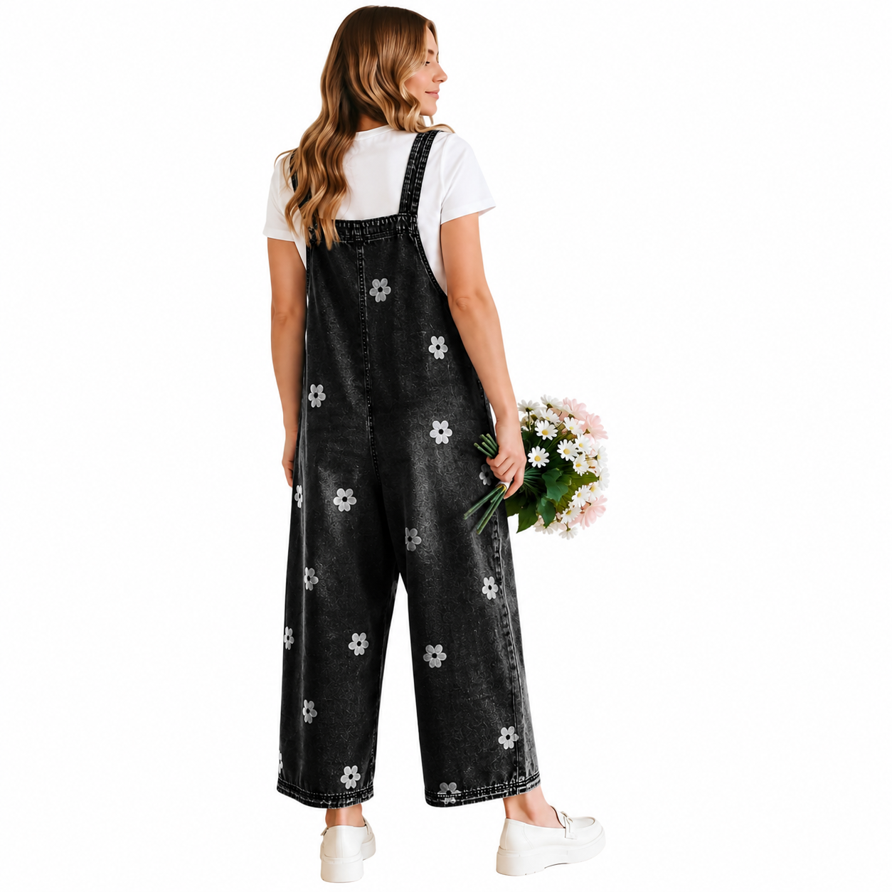 Floral Print Overall Baggy Jumpsuit With Adjustable Strap For Women