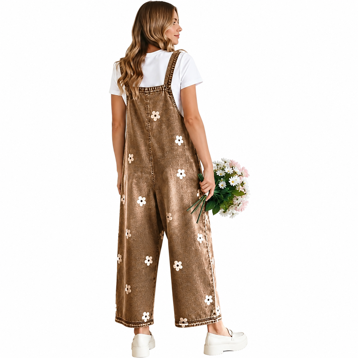 Floral Print Overall Baggy Jumpsuit With Adjustable Strap For Women