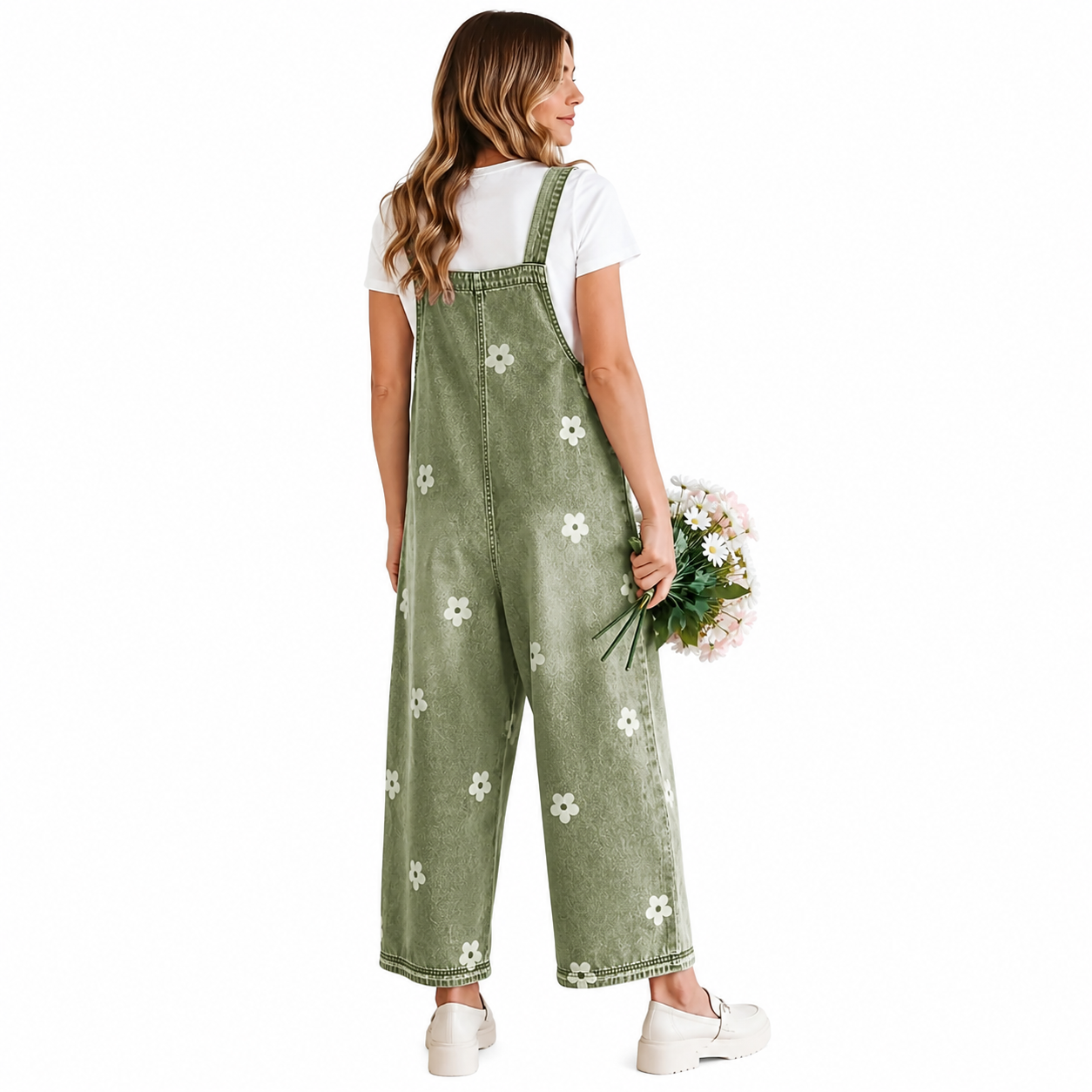 Floral Print Overall Baggy Jumpsuit With Adjustable Strap For Women