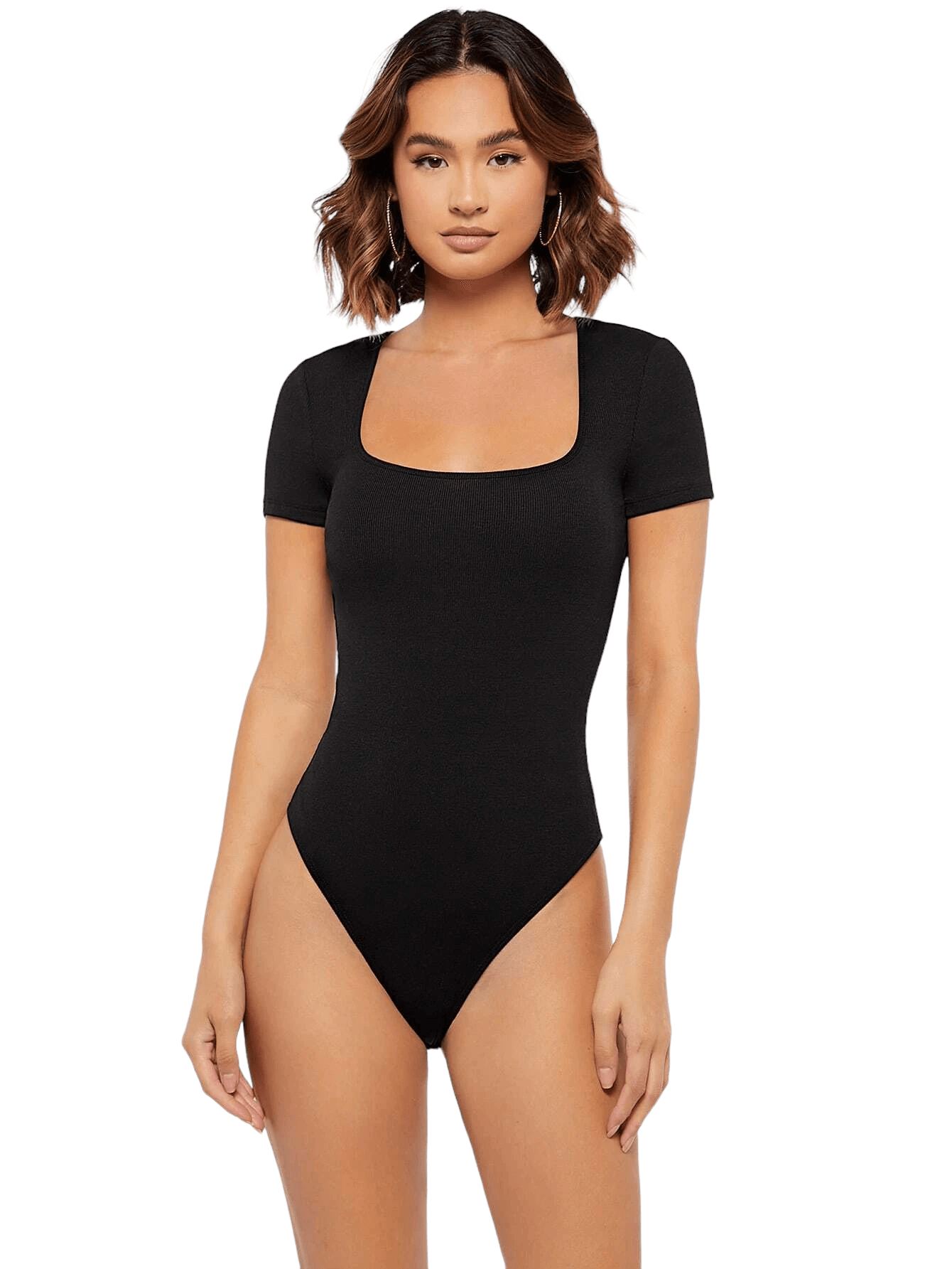 Solid Colored Scoop Neck Bodysuit-Comfy Jumpsuits