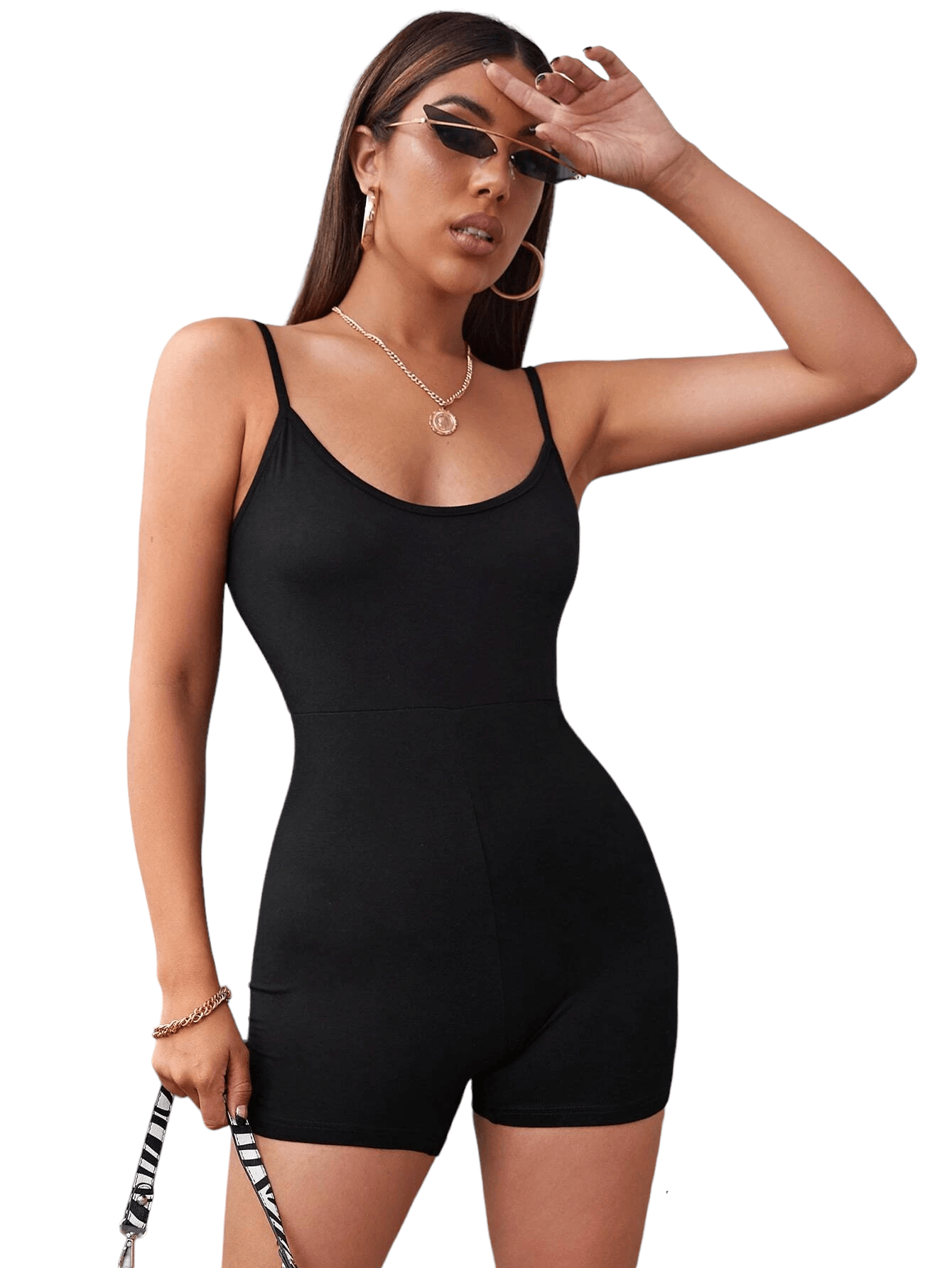 Solid Form Fitted Unitard Romper-Comfy Jumpsuits