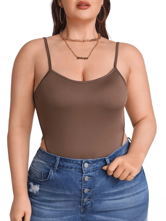 Plus Size Cami Bodysuit-Comfy Jumpsuits