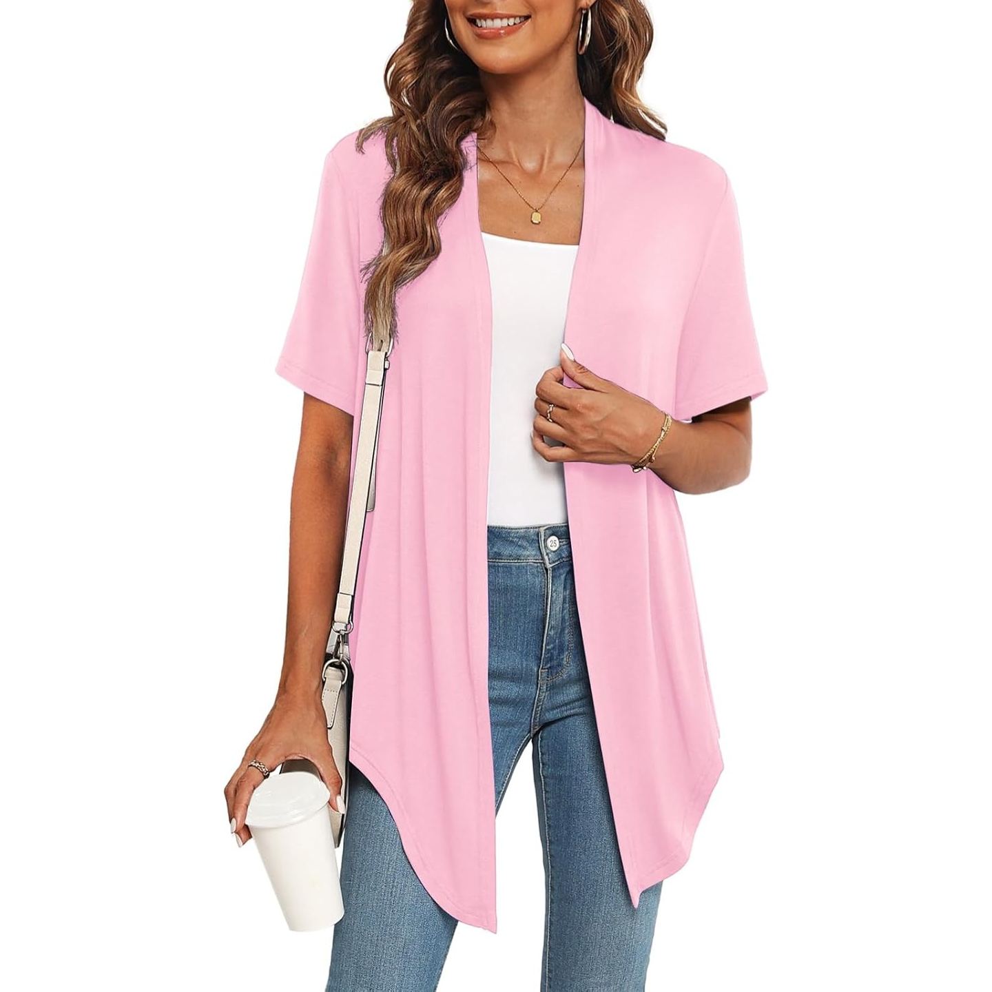 Casual Short Sleeve Front Tie Cardigan For Women