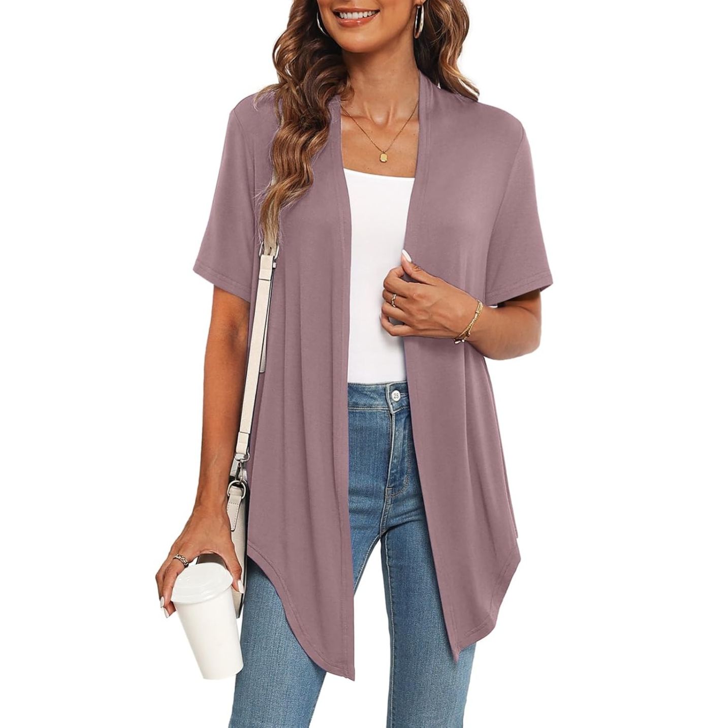 Casual Short Sleeve Front Tie Cardigan For Women