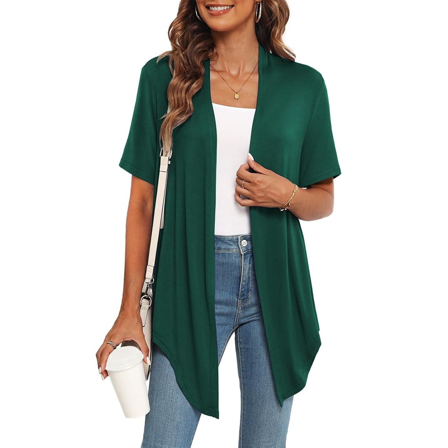 Casual Short Sleeve Front Tie Cardigan For Women