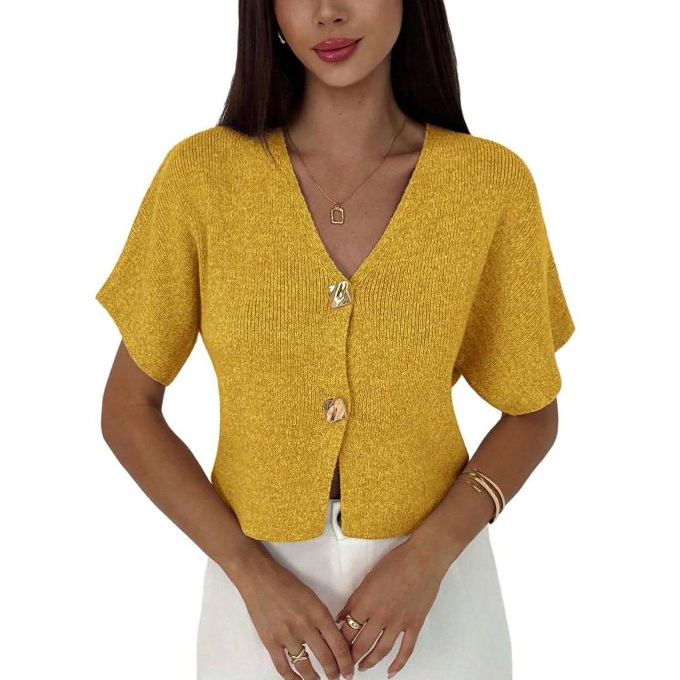 Casual Button Down Slim Fit Knit Top For Women