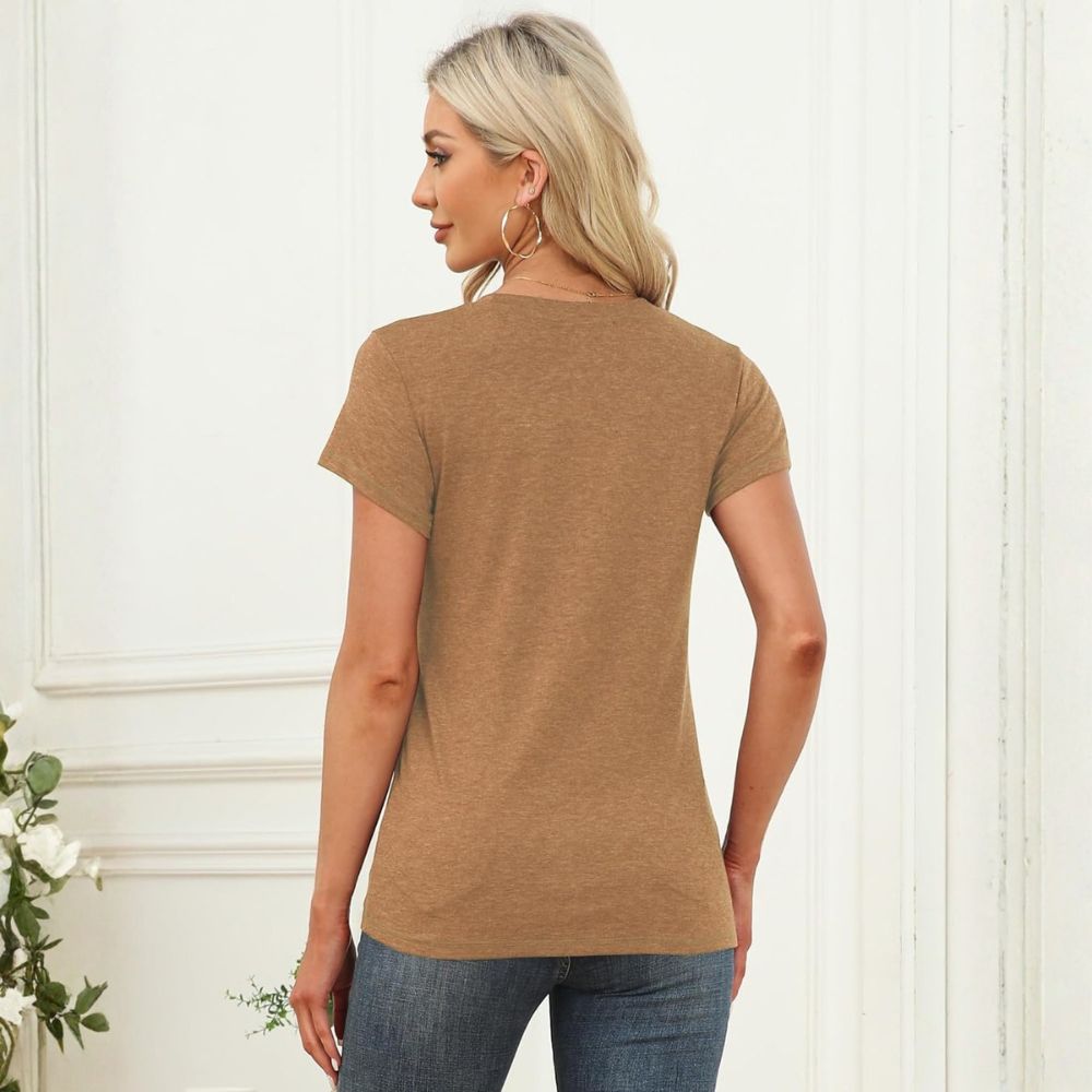 Women's Short Sleeve Tops Summer T-Shirts Round Neck Causal Fashion