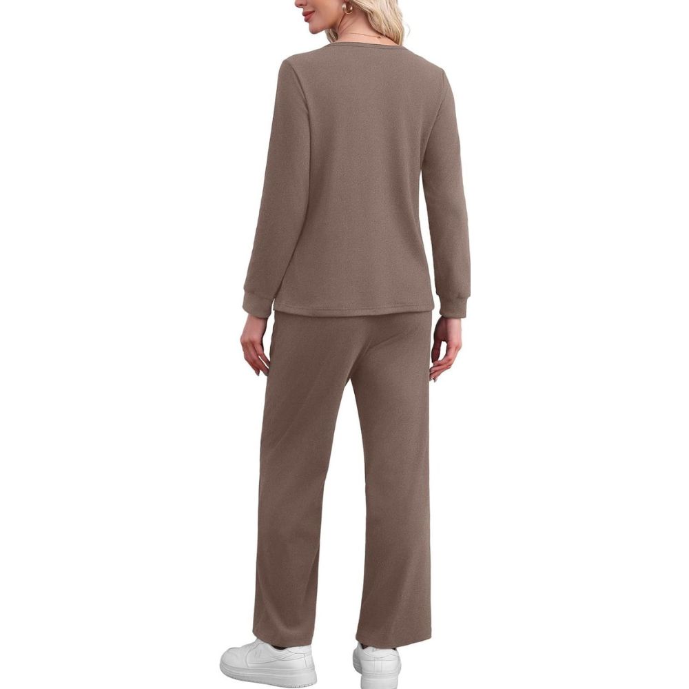 Lounge Sets for Women Two Piece - Button Down Sweatsuit Sweatpant with Pockets