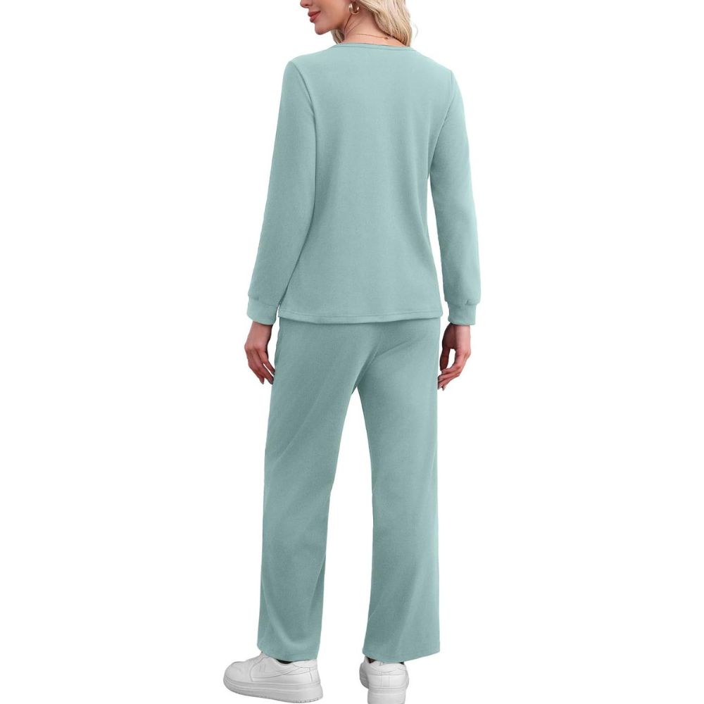 Lounge Sets for Women Two Piece - Button Down Sweatsuit Sweatpant with Pockets