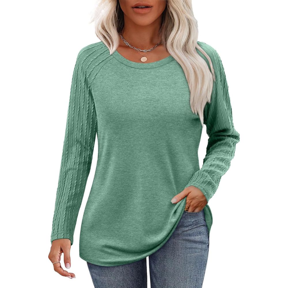 Long Sleeve Shirts for Women's Crewneck Oversized Sweatshirt Tunic Tops