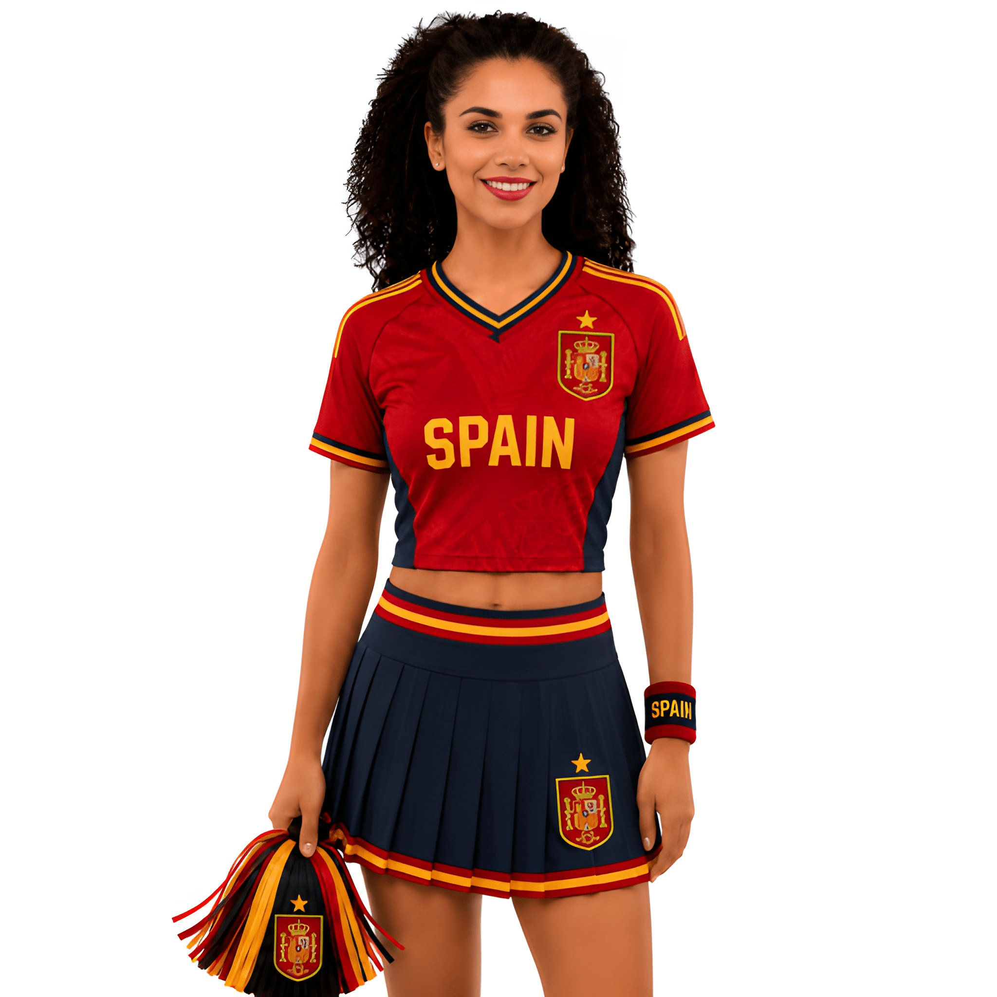 FIFA 2026 Spain Football Themed Two Piece Skirt Set For Women