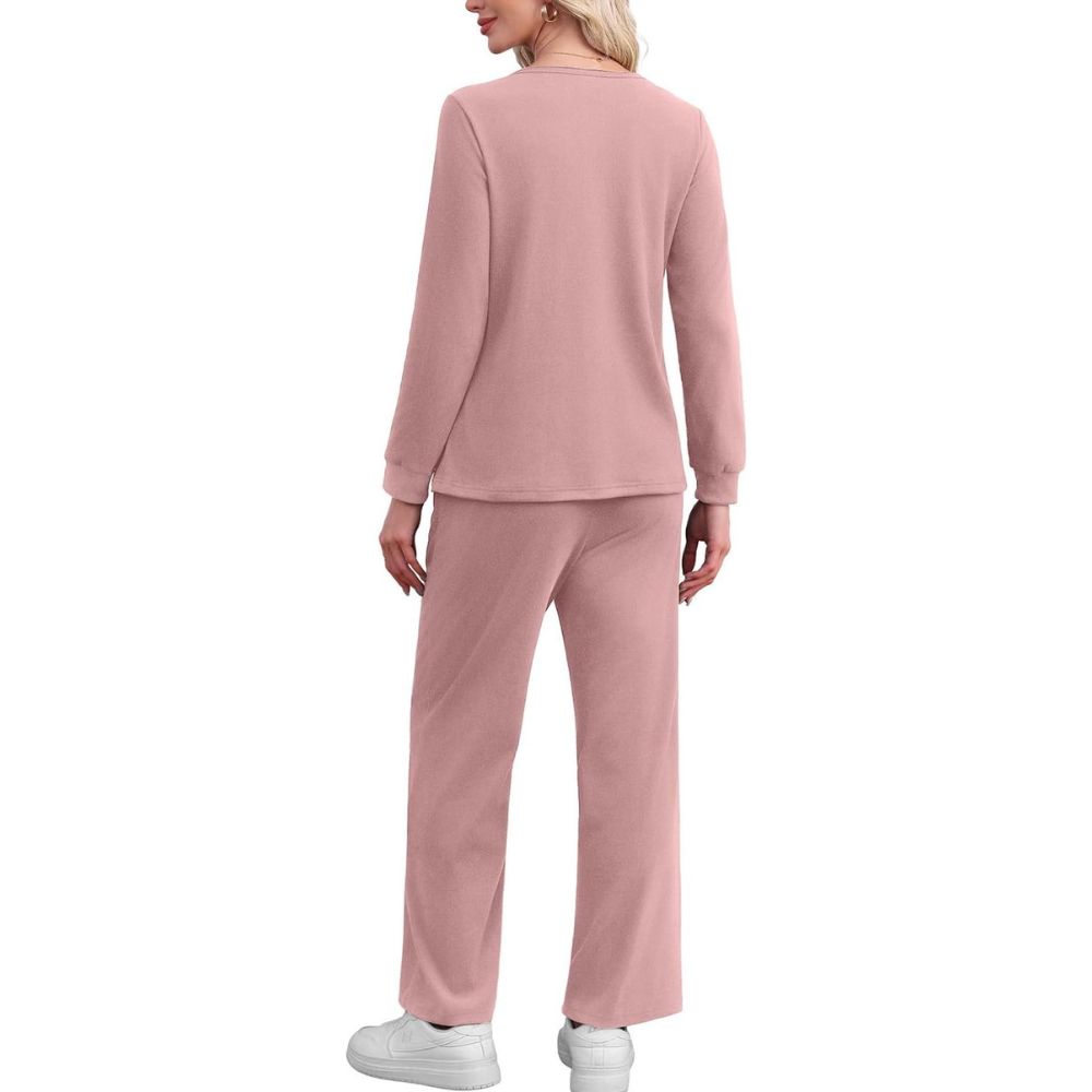 Lounge Sets for Women Two Piece - Button Down Sweatsuit Sweatpant with Pockets