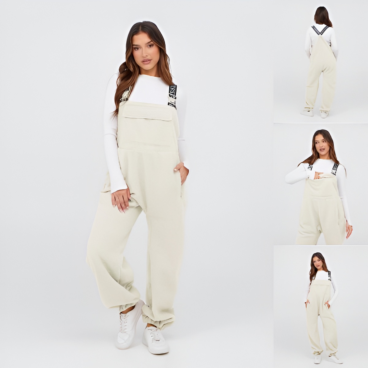 Fleece Loose Bib Jumpsuit With Side Pockets