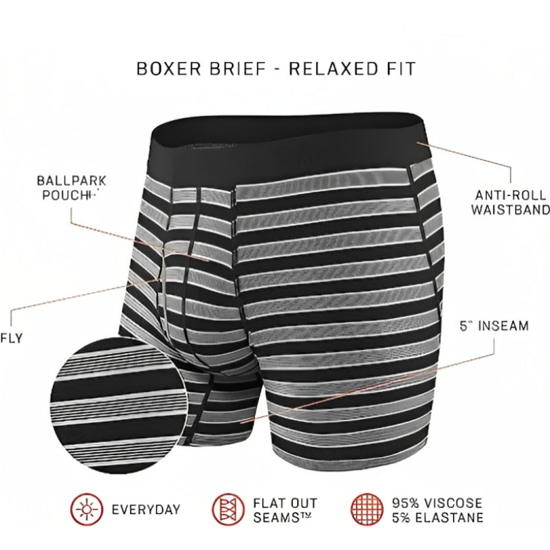 Striped Boxer Briefs With Built In Pouch