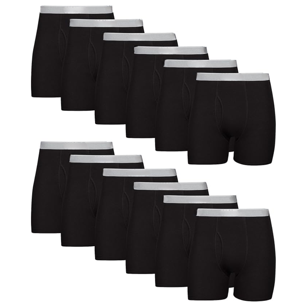 Pack Of 12 Men Moisture Wicking Cotton Boxer Briefs 